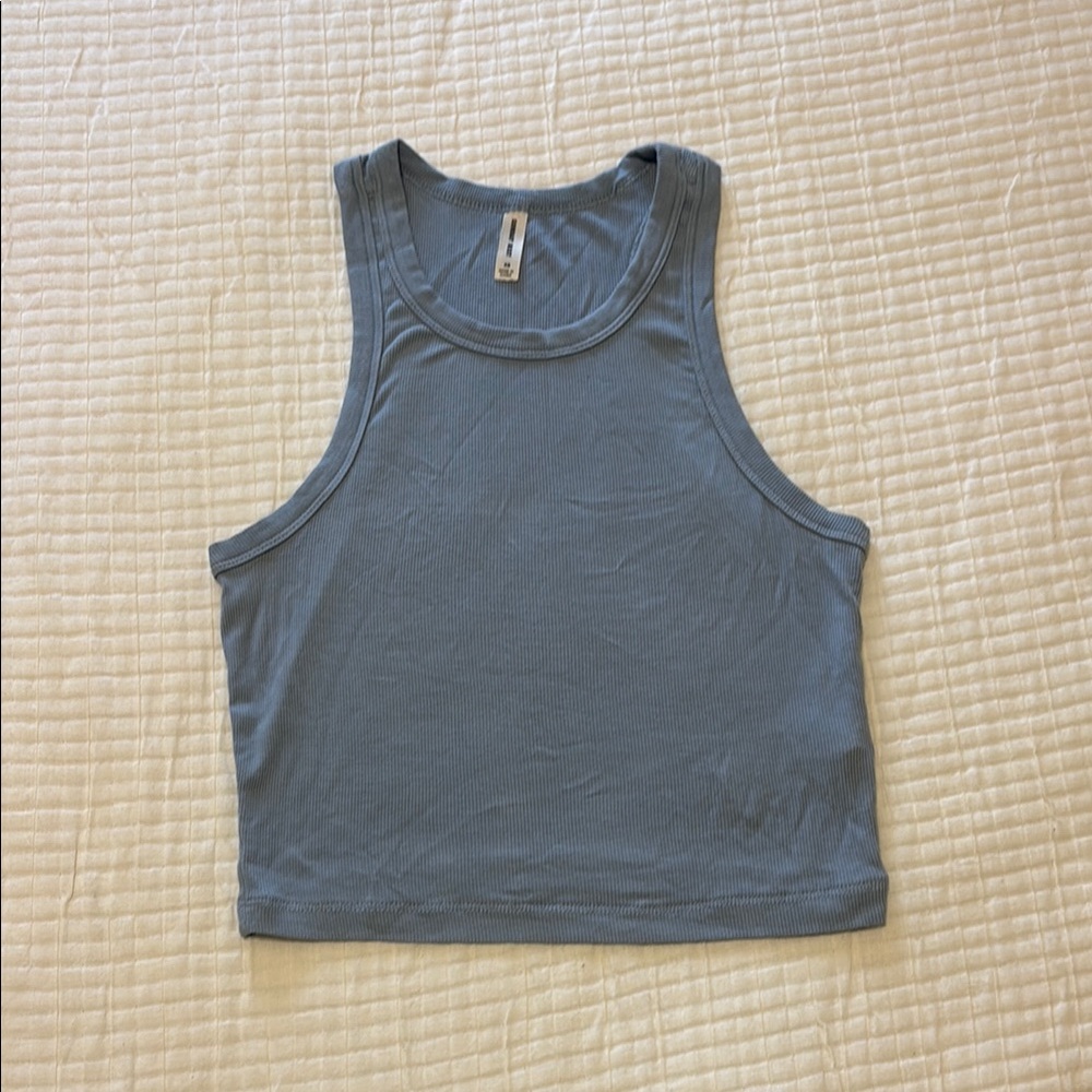 Aritzia Sunday Best Blue Ribbed Tank Top